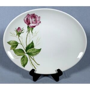 Vintage Edwin Knowles‎ Mid Century Pink Tea Rose Oval Platter